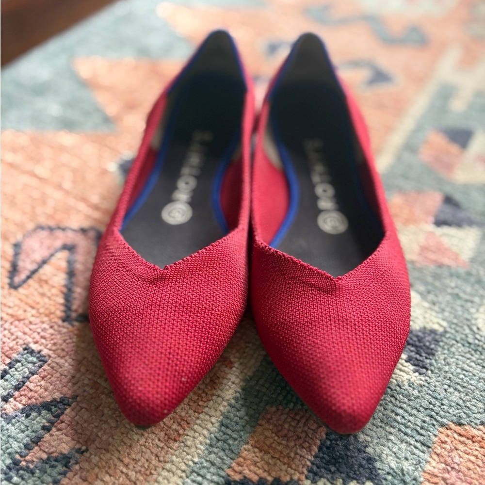 Rothy's Red Pointed-Toe Flats Elegant Loafers - Picture 2 of 4